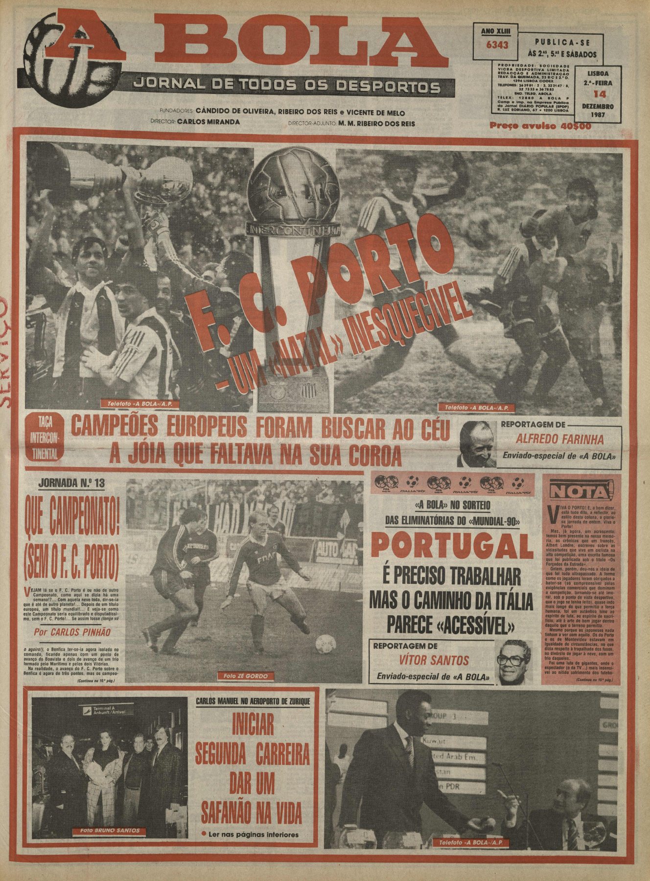 A BOLA · 14 de Dezembro de 1987