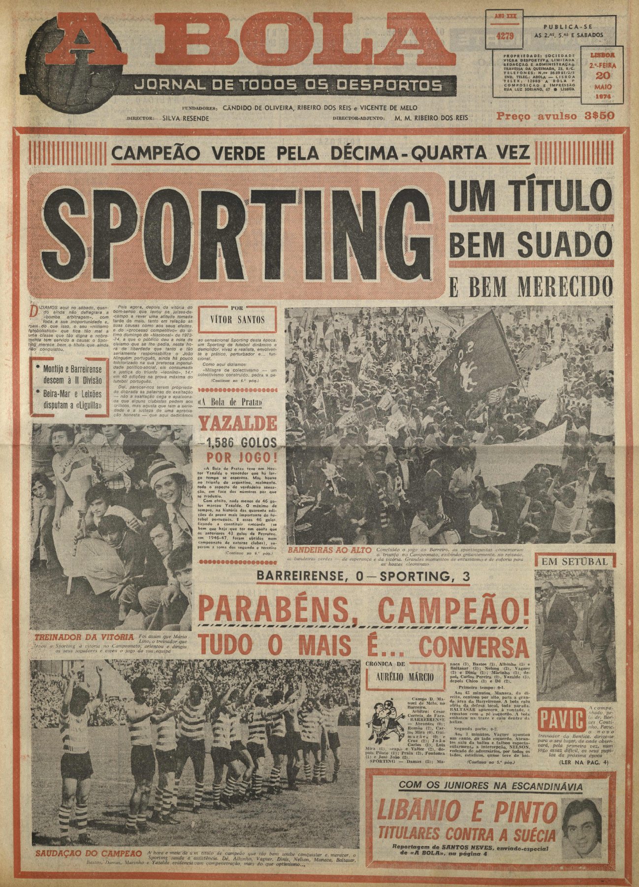 A BOLA · 20 de Maio de 1974